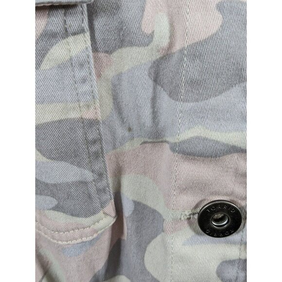 Torrid 3 Womens 3X Twill Anorak Jacket Pink Camouflage Drawstring Waist Pockets - Picture 6 of 8